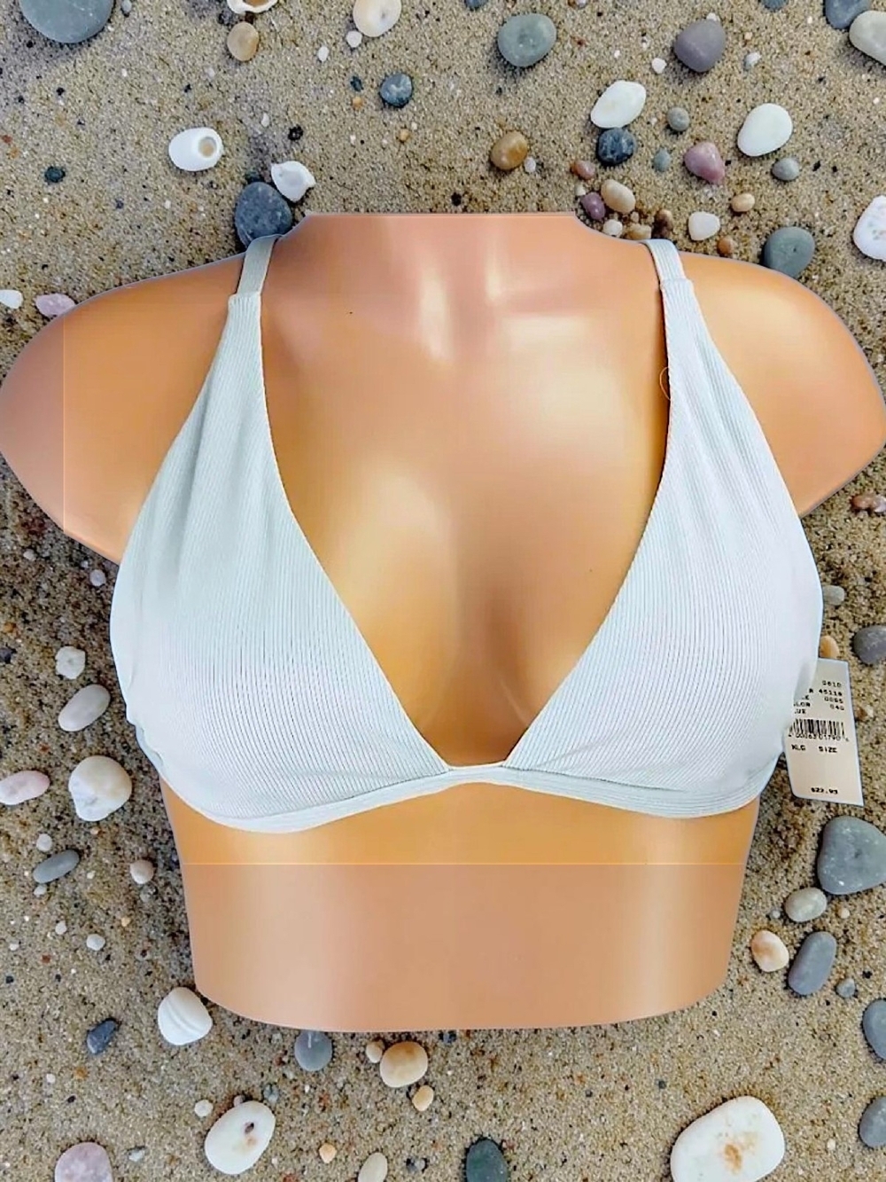 La Hearts Pale Blue Ribbed Triangle Bralette